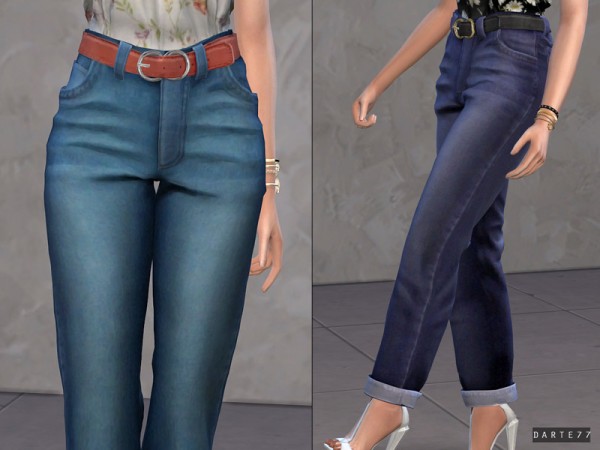  The Sims Resource: Belted Mom Jeans by Darte77