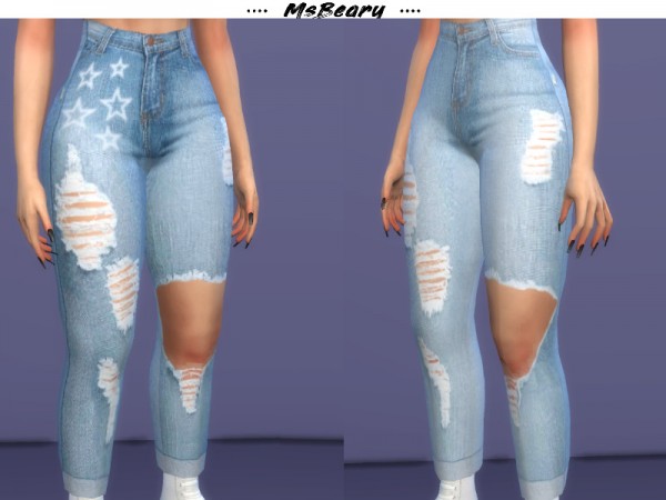  The Sims Resource: High waisted Ripped Jeans by MsBeary