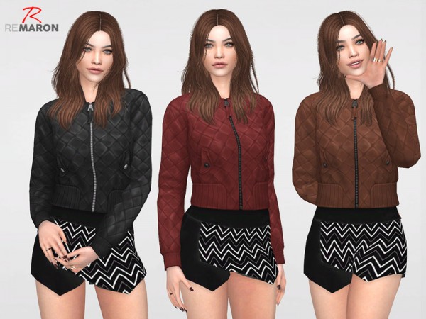 The Sims Resource: Leather Jacket for Women by remaron • Sims 4 Downloads