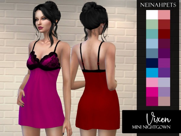  The Sims Resource: Vixen Mini Nightgown by neinahpets