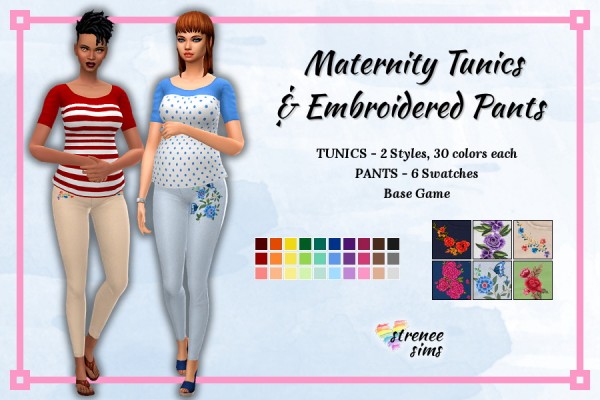  Strenee sims: Maternity Tunics and Embroidered Pants
