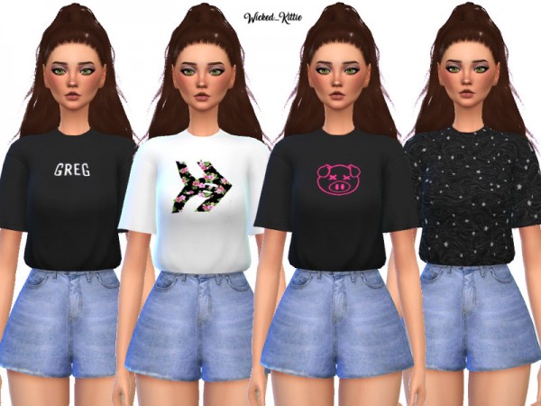  The Sims Resource: Edgy Tee Shirt Pack by Wicked Kittie