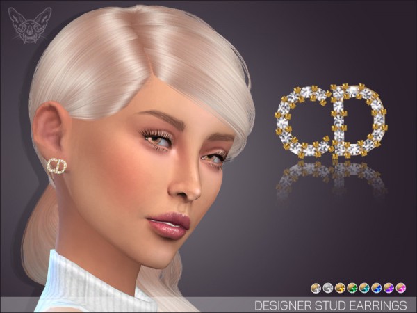  The Sims Resource: Designer Stud Earrings by feyona