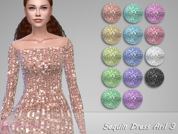  The Sims Resource: Sequin Dress Aril 3 by Jaru Sims