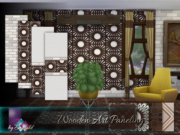  The Sims Resource: Wooden Art Paneling by emerald
