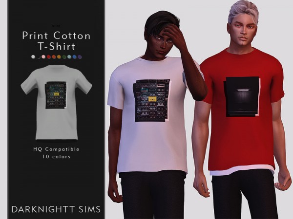  The Sims Resource: Print Cotton T Shirt by DarkNighTt
