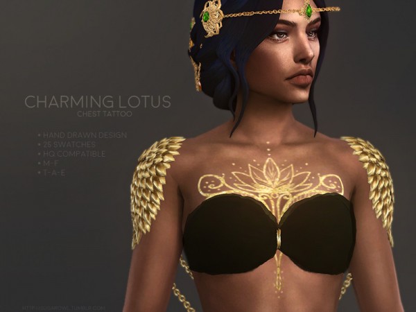  The Sims Resource: Charming Lotus tattoo by sugar owl