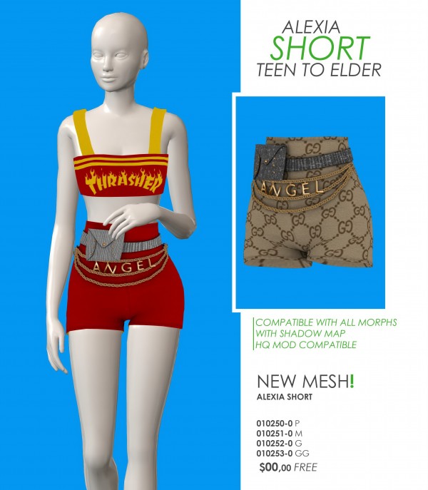  Red Head Sims: Alexia Top and Short