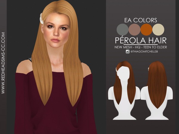  Red Head Sims: Perola Hairstyle