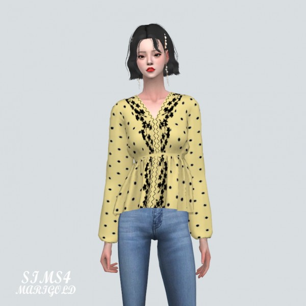 SIMS4 Marigold: Dot Flower Blouse