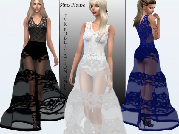  The Sims Resource: Long transparent dress with a full skirt by Sims House
