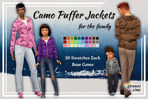  Strenee sims: Camo Puffer Jackets for the Family
