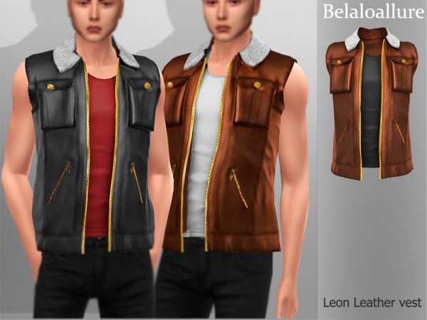  The Sims Resource: Leon leather vest by belal1997