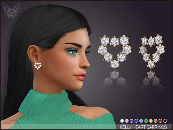  The Sims Resource: Kelly Heart Earrings by feyona