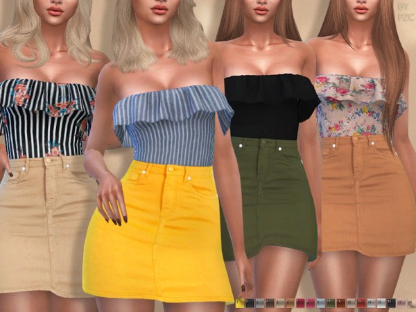  The Sims Resource: High Waisted Denim Jeans Mini Skirt by Pinkzombiecupcakes