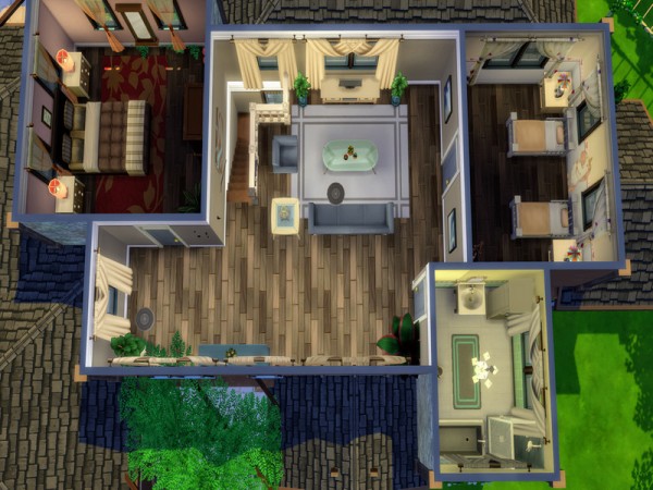  The Sims Resource: Blue Colonial house by LJaneP6