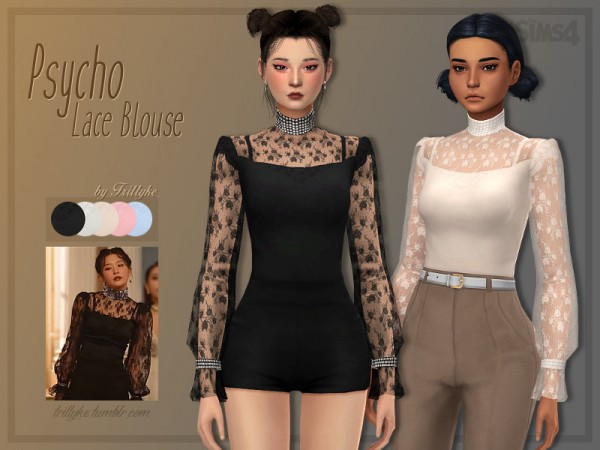  The Sims Resource: Psycho Lace Blouse by Trillyke