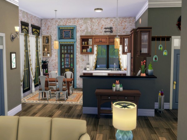  The Sims Resource: Blue Colonial house by LJaneP6