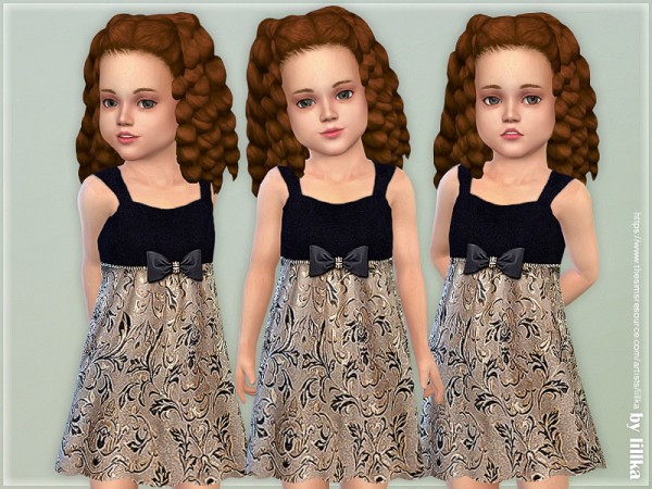  The Sims Resource: Black and Gold Toddler Dress by lillka