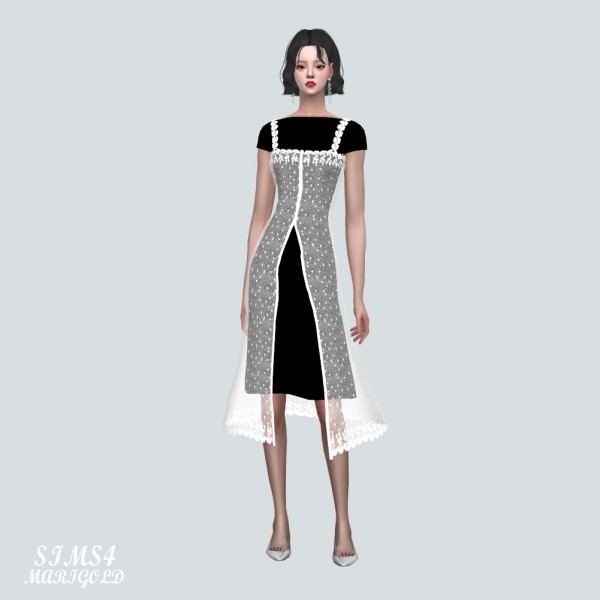  SIMS4 Marigold: Lace Open Midi Dress