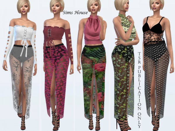  The Sims Resource: Long sheer front skirt by Sims House