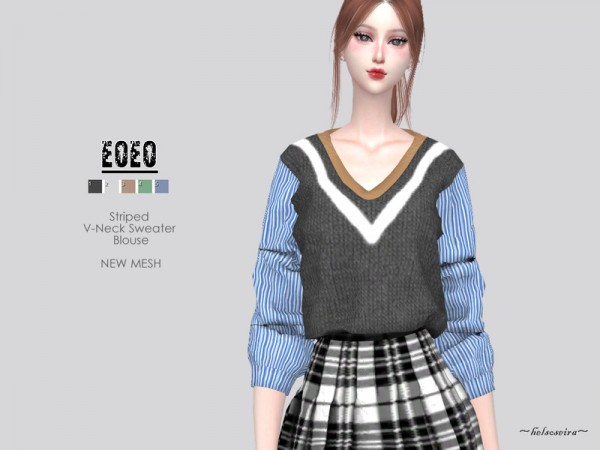  The Sims Resource: EOEO   Sweater Blouse by Helsoseira