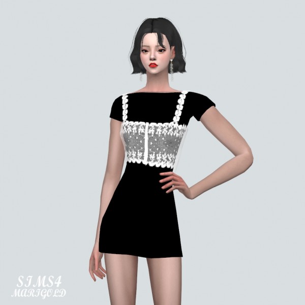  SIMS4 Marigold: Lace Bustier Top With Mini Dress