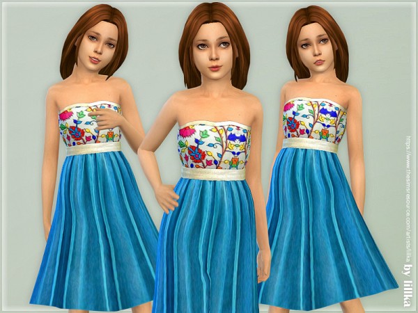  The Sims Resource: Flora Embroidered Dress by lillka