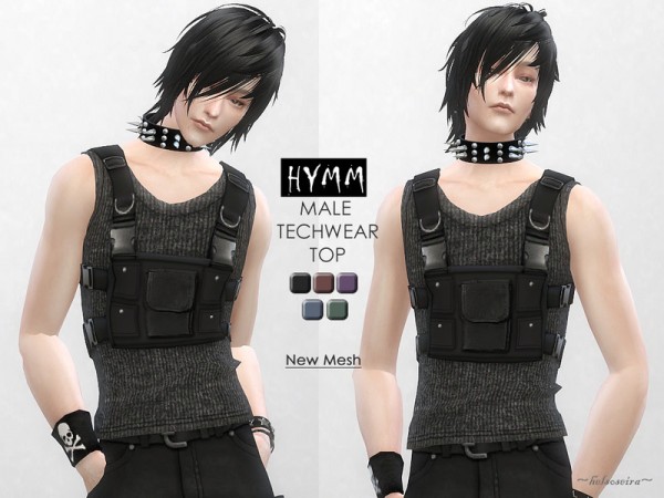  The Sims Resource: HYMM   Male Tech Wear Top by Helsoseira