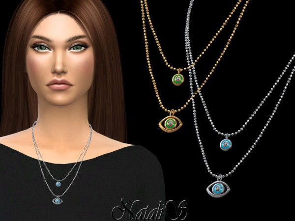  The Sims Resource: Evil eye double necklace by NataliS