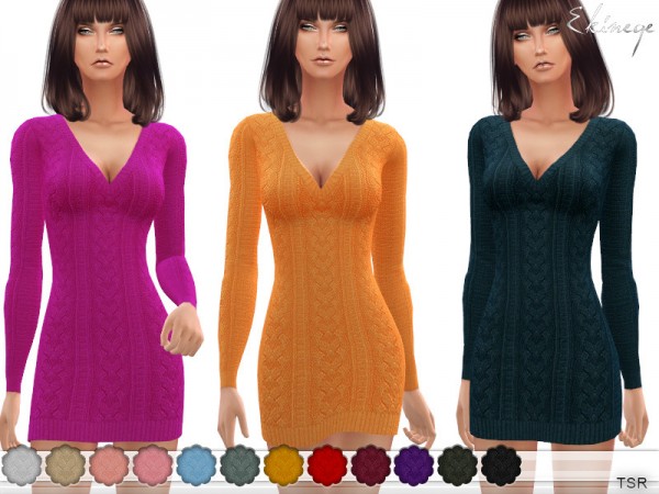  The Sims Resource: Cable Knit Sweater Dress by ekinege