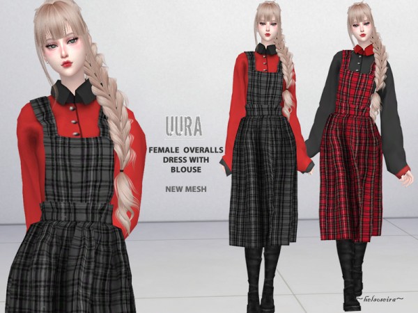  The Sims Resource: UURA   Overalls with Blouse by Helsoseira