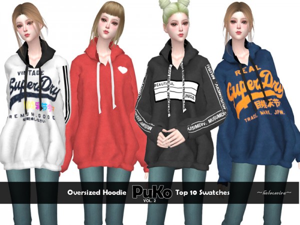  The Sims Resource: PUKO   Vol.2   Oversized Hoodie by Helsoseira
