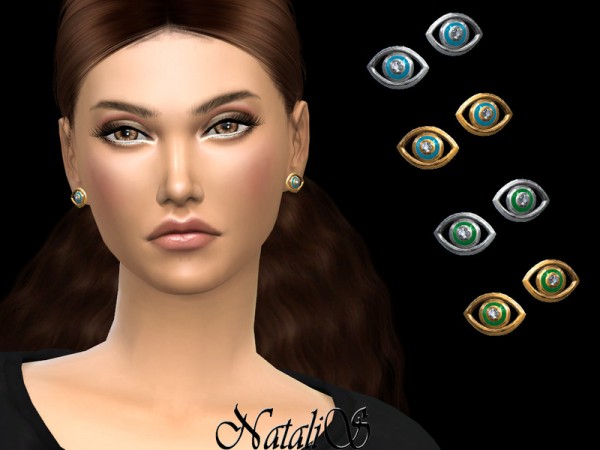  The Sims Resource: Evil eye stud earrings v2 by NataliS
