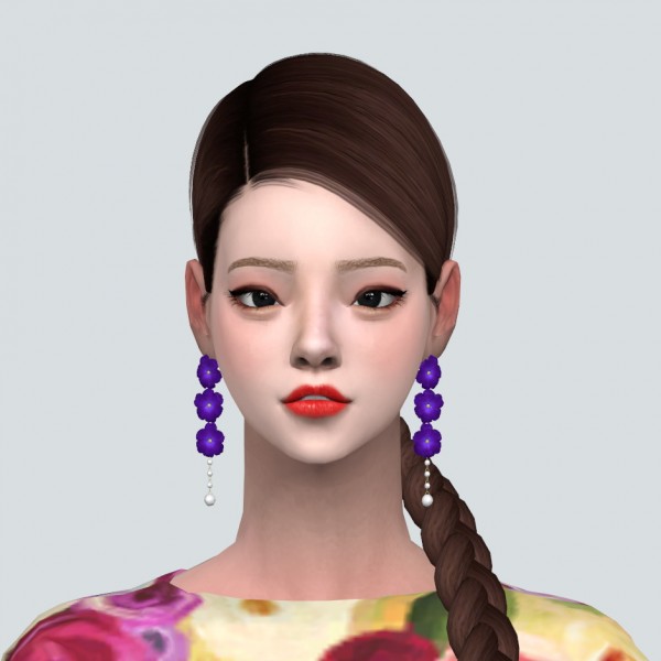  SIMS4 Marigold: Elegance 3 Flower Pearl Earring