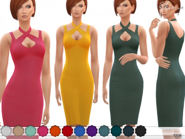  The Sims Resource: Wrap Halter Dress by ekinege