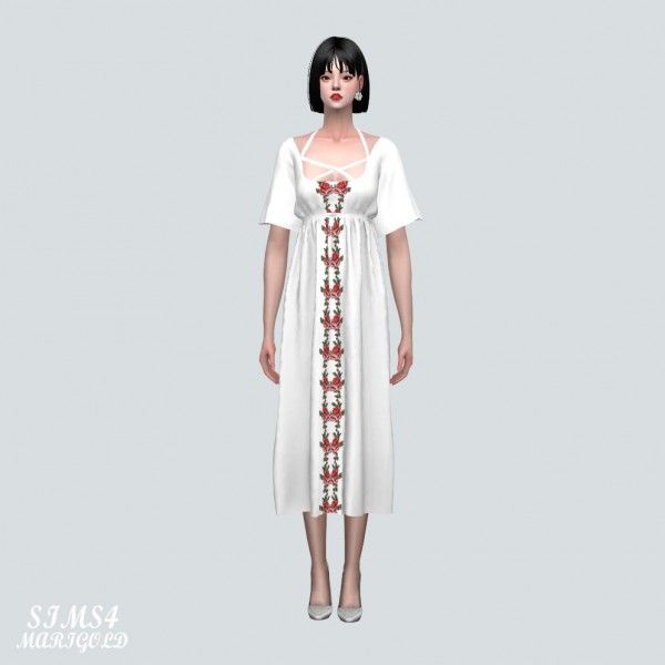  SIMS4 Marigold: X Ribbon Summer Long Dress