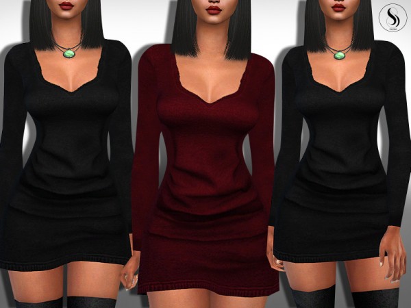  The Sims Resource: Knit Winter Dresses by Saliwa