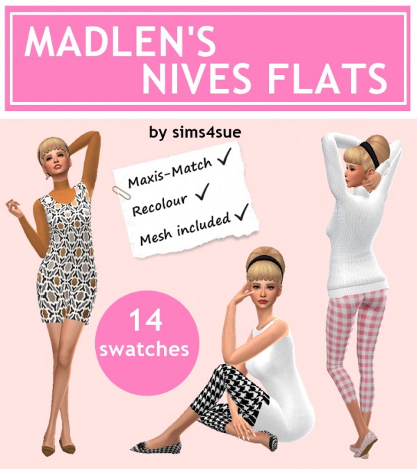  Sims 4 Sue: Madlen`s Nives flats recolored