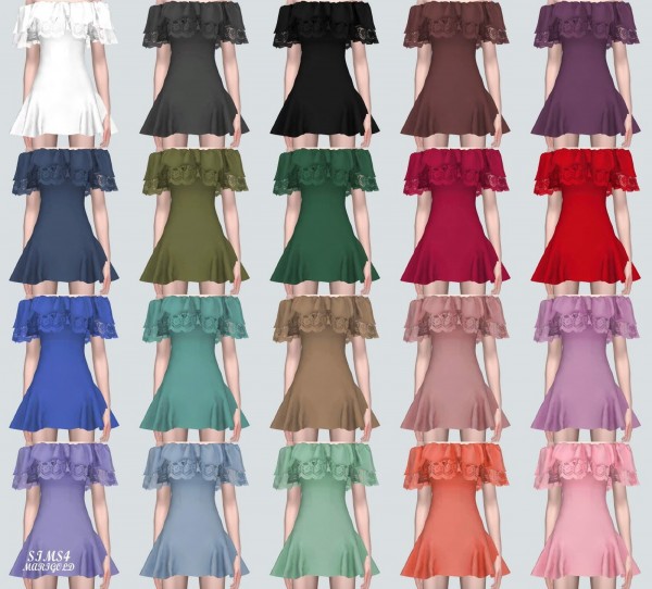  SIMS4 Marigold: Lovely Lace Off Shoulder Mini Dress