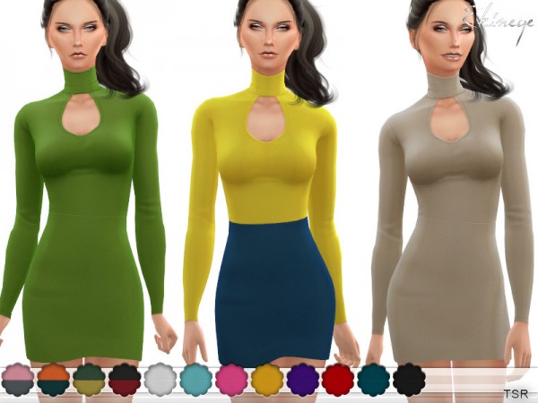  The Sims Resource: Keyhole Turtleneck Dress by ekinege