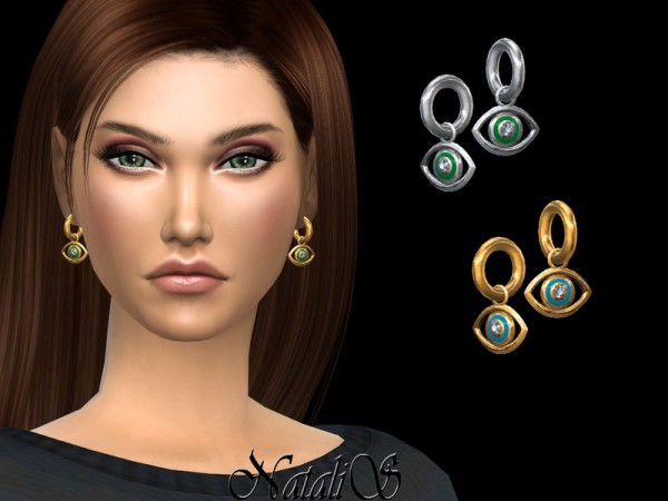  The Sims Resource: Evil eye Huggies earrings by NataliS