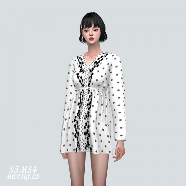  SIMS4 Marigold: Dot Flower Mini Dress