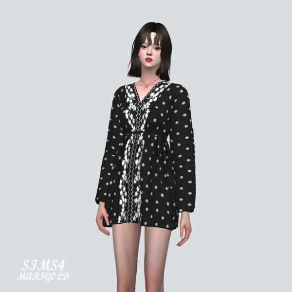  SIMS4 Marigold: Dot Flower Mini Dress