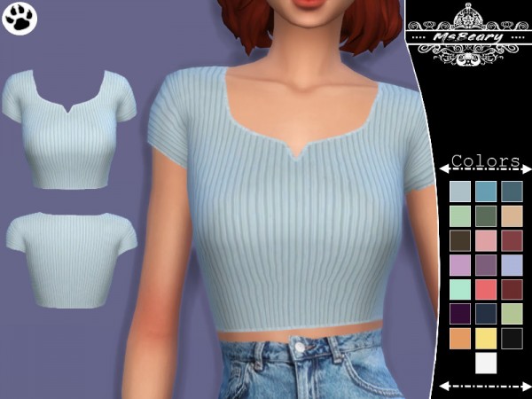  The Sims Resource: Notched Ribbed Top by MsBeary