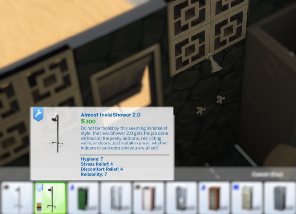  Mod The Sims: Better Almost Invisi Shower 2.0   Higher Stats by J0shua