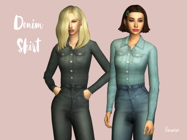  The Sims Resource: Denim Shirt by laupipi