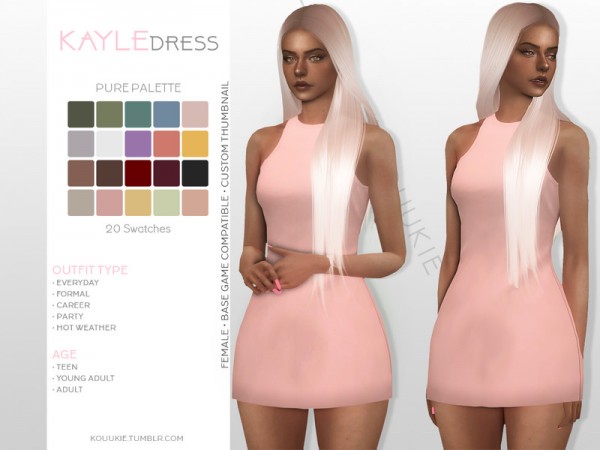  The Sims Resource: Kayle Dress by Kouukie