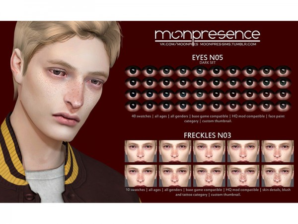  The Sims Resource: Eyes N05 and Freckles N03 by Moon Presence