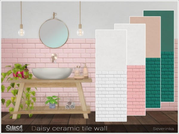  The Sims Resource: Daisy ceramic tile wall by Severinka